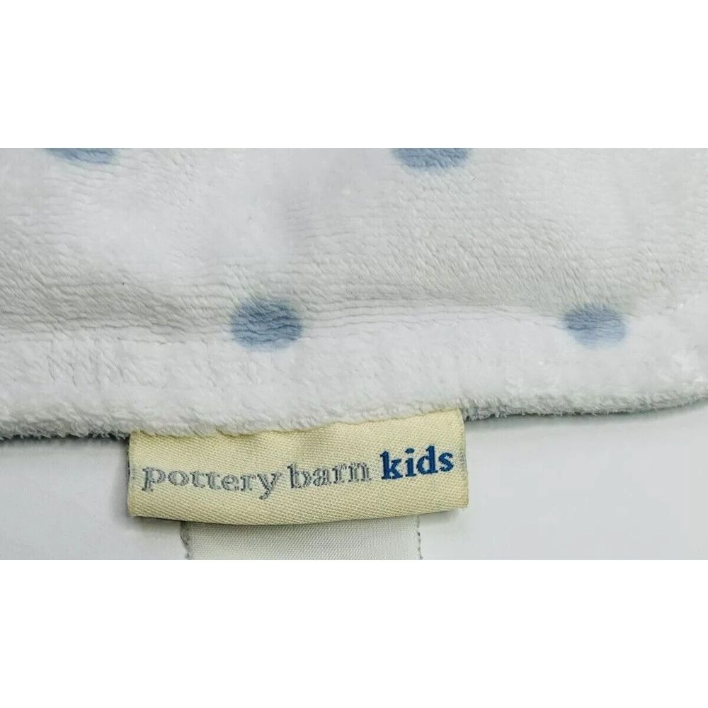 Pottery Barn Baby Blanket Reversible Polka Dots Stripes Blue White Minor Stains*